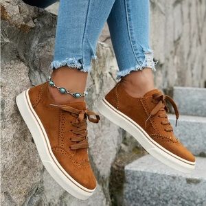 Brown faux suede sneakers